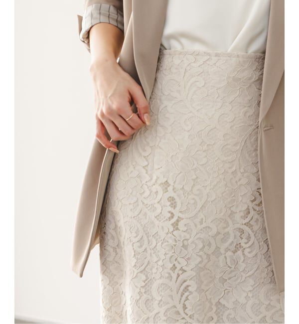 NOBLE「《追加予約》リバーレースIラインスカート」|スカート|