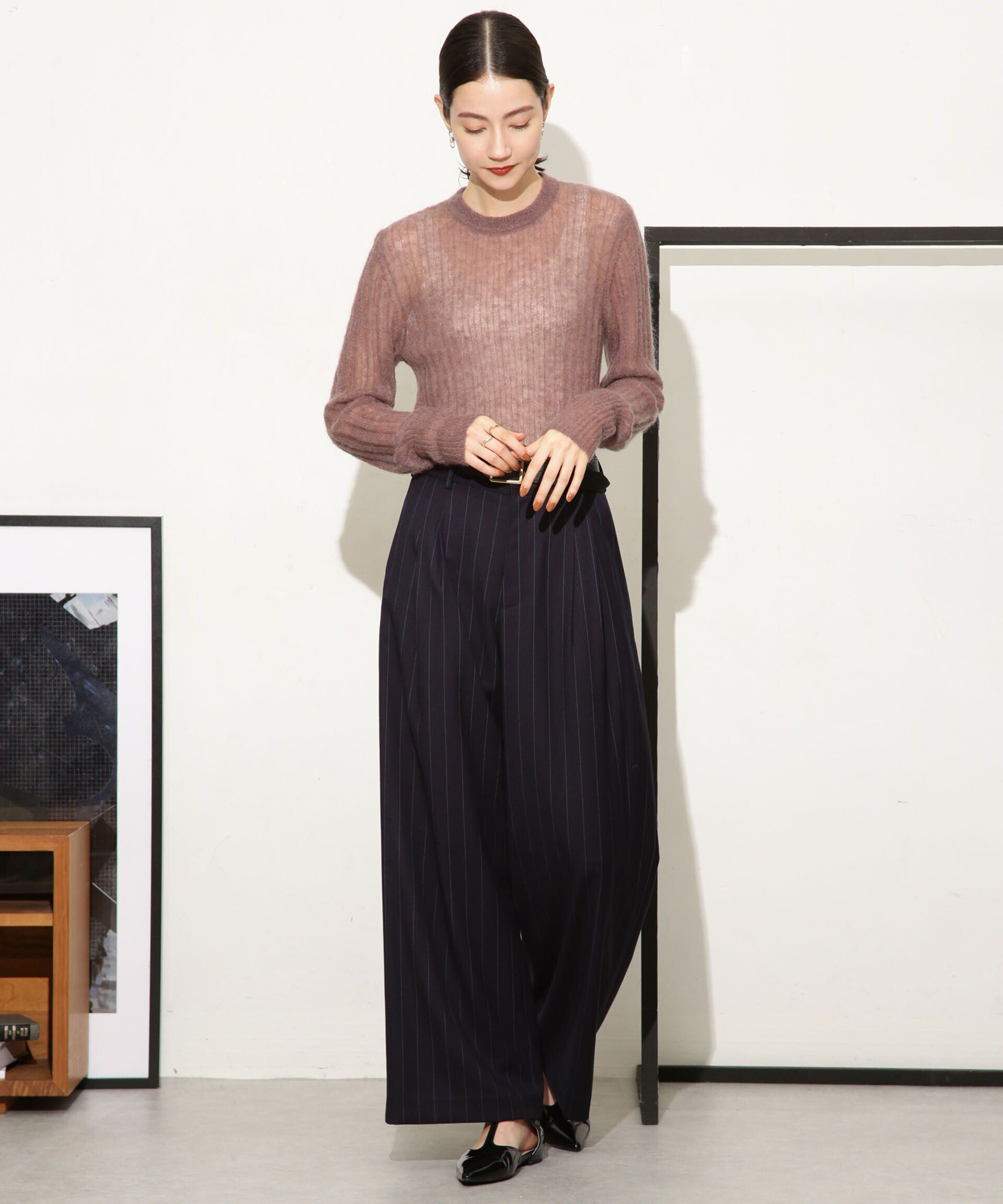 nano･universe「シアーモヘヤリブニットプルオーバー」|ニット・セーター|