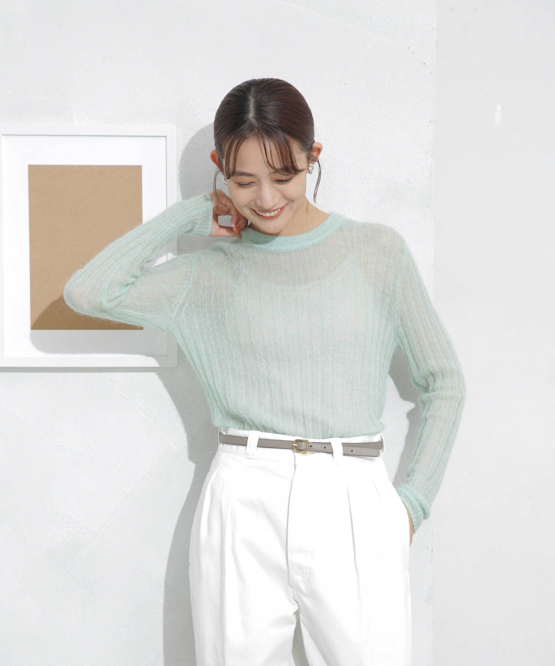 nano･universe「シアーモヘヤリブニットプルオーバー」|ニット・セーター|ミント2