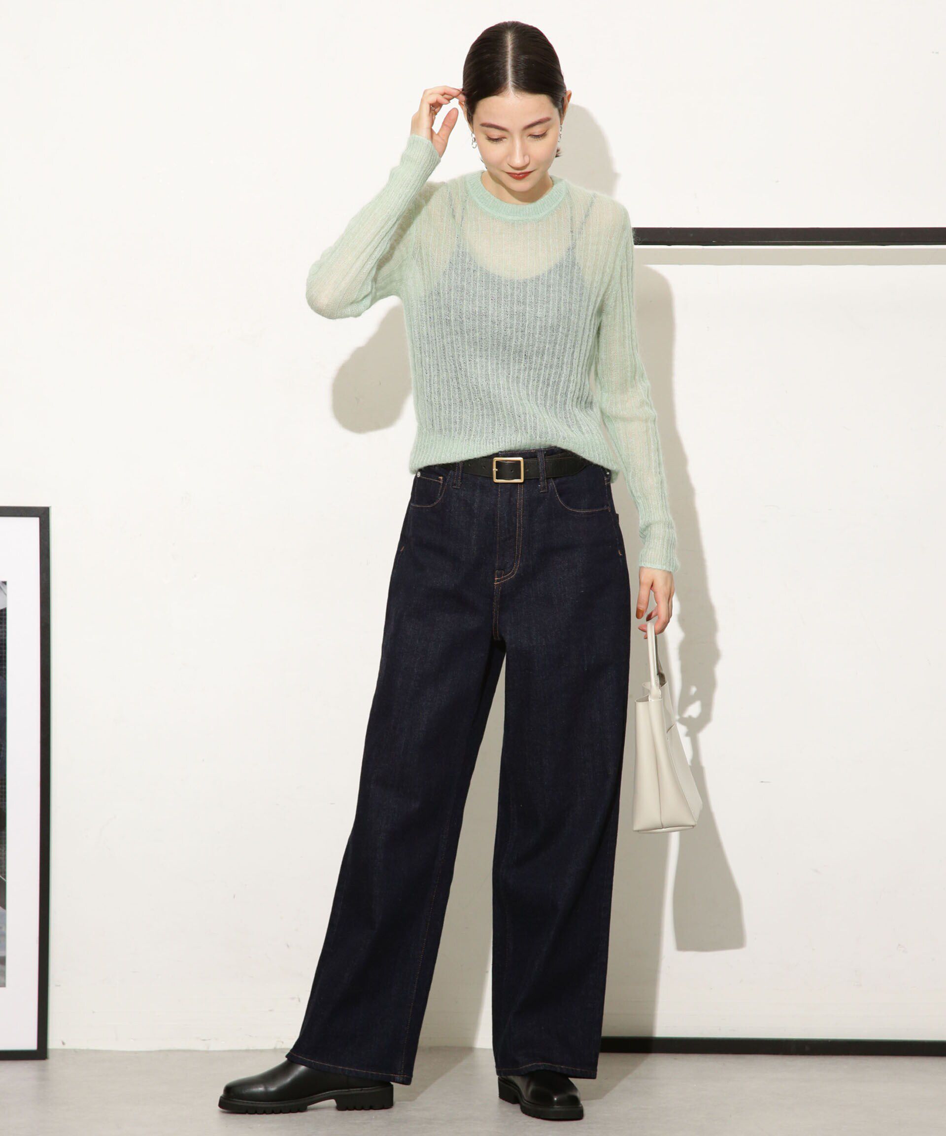 nano･universe「シアーモヘヤリブニットプルオーバー」|ニット・セーター|