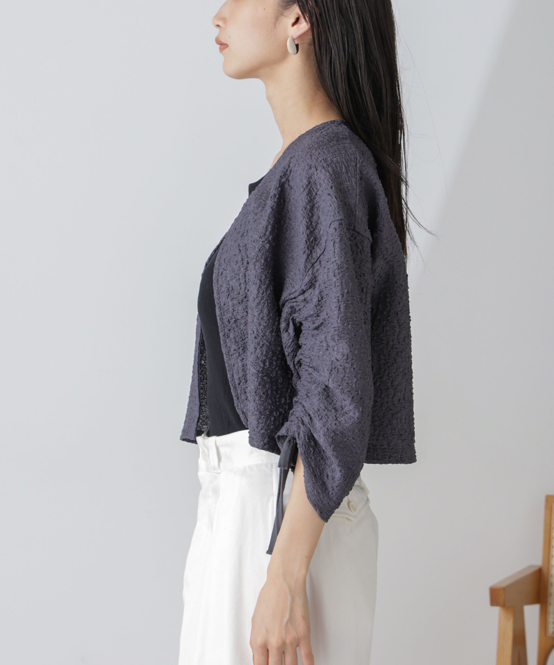 nano･universe「シャーリングドロストカーディガン」|Tシャツ・カットソー|