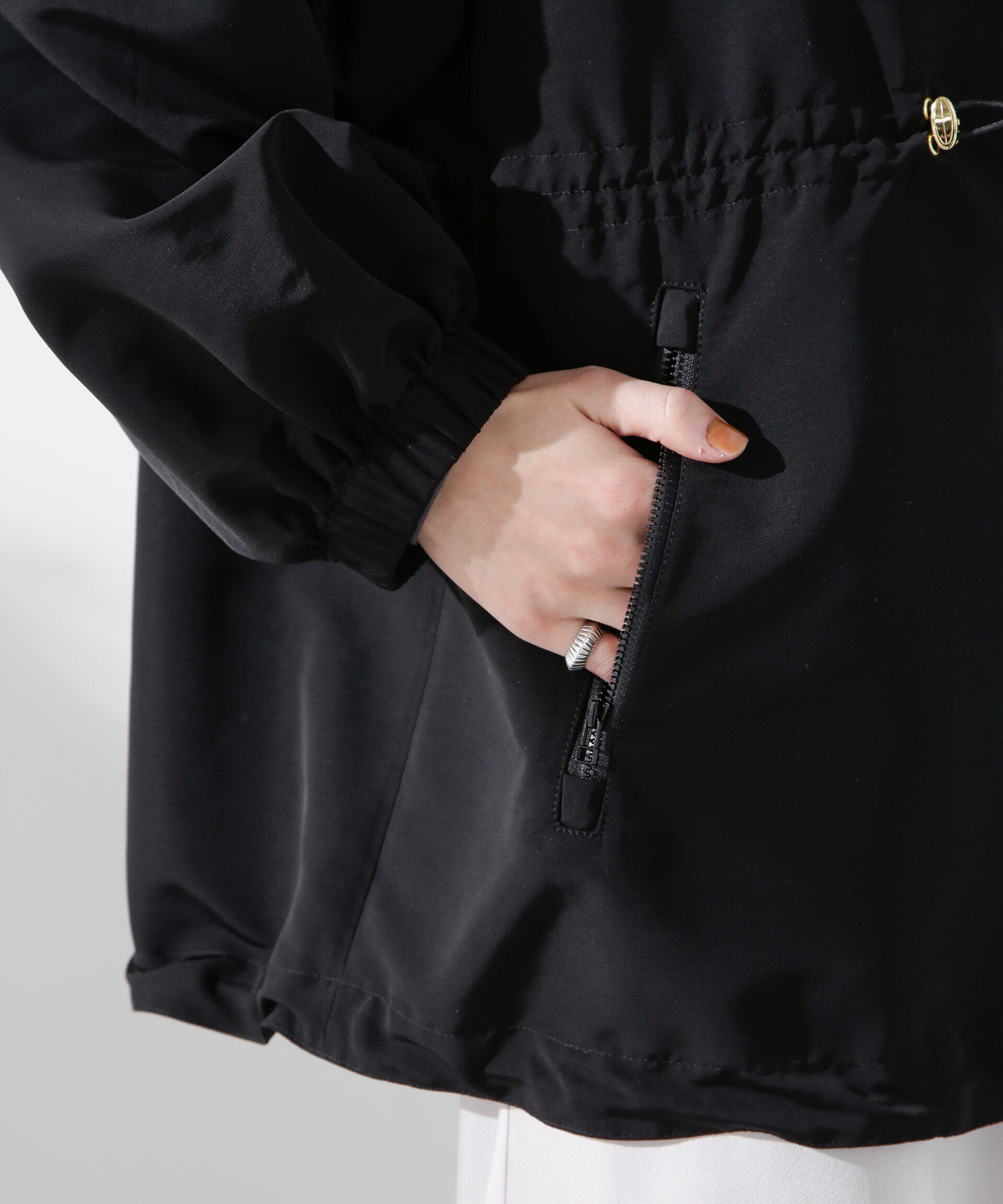 nano･universe「撥水グログランフードブルゾン」|ブルゾン・スタジャン|