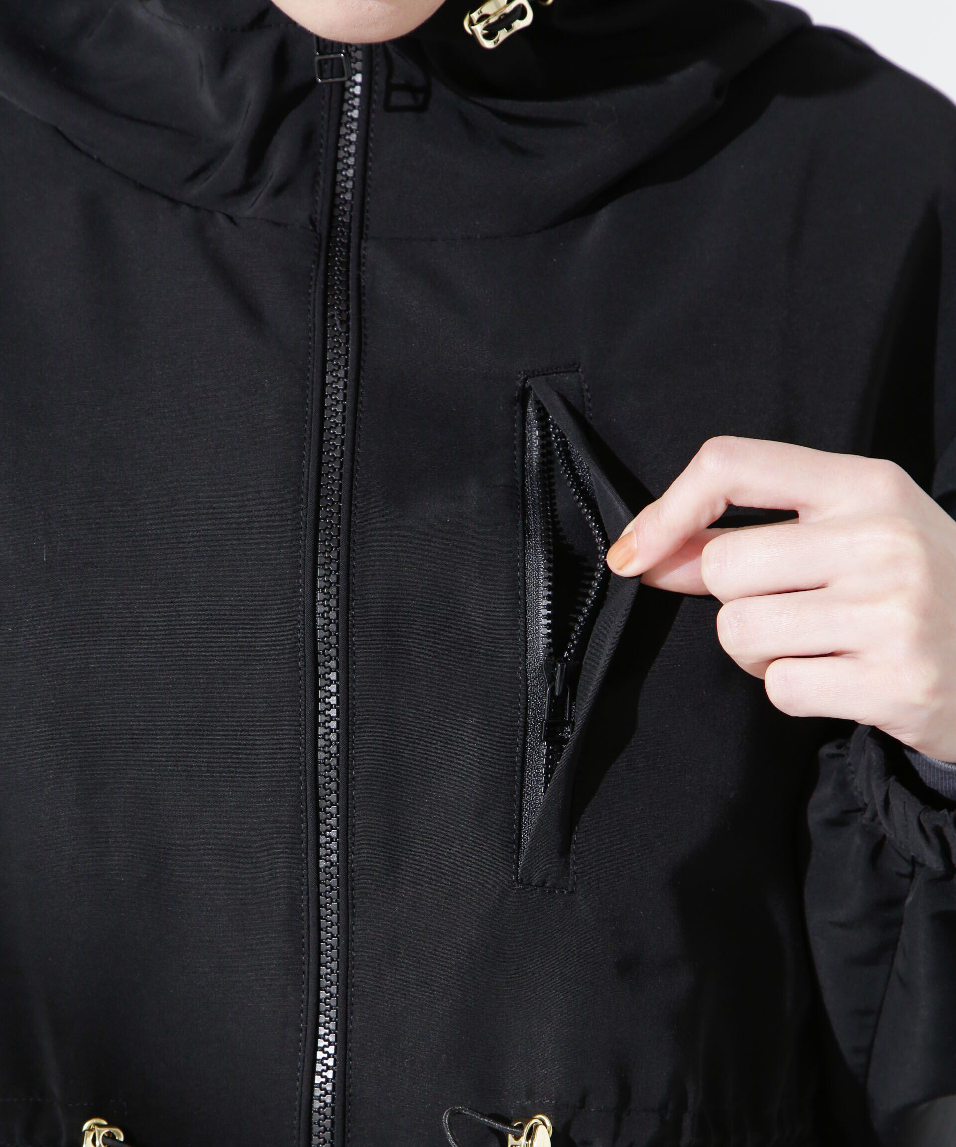 nano･universe「撥水グログランフードブルゾン」|ブルゾン・スタジャン|