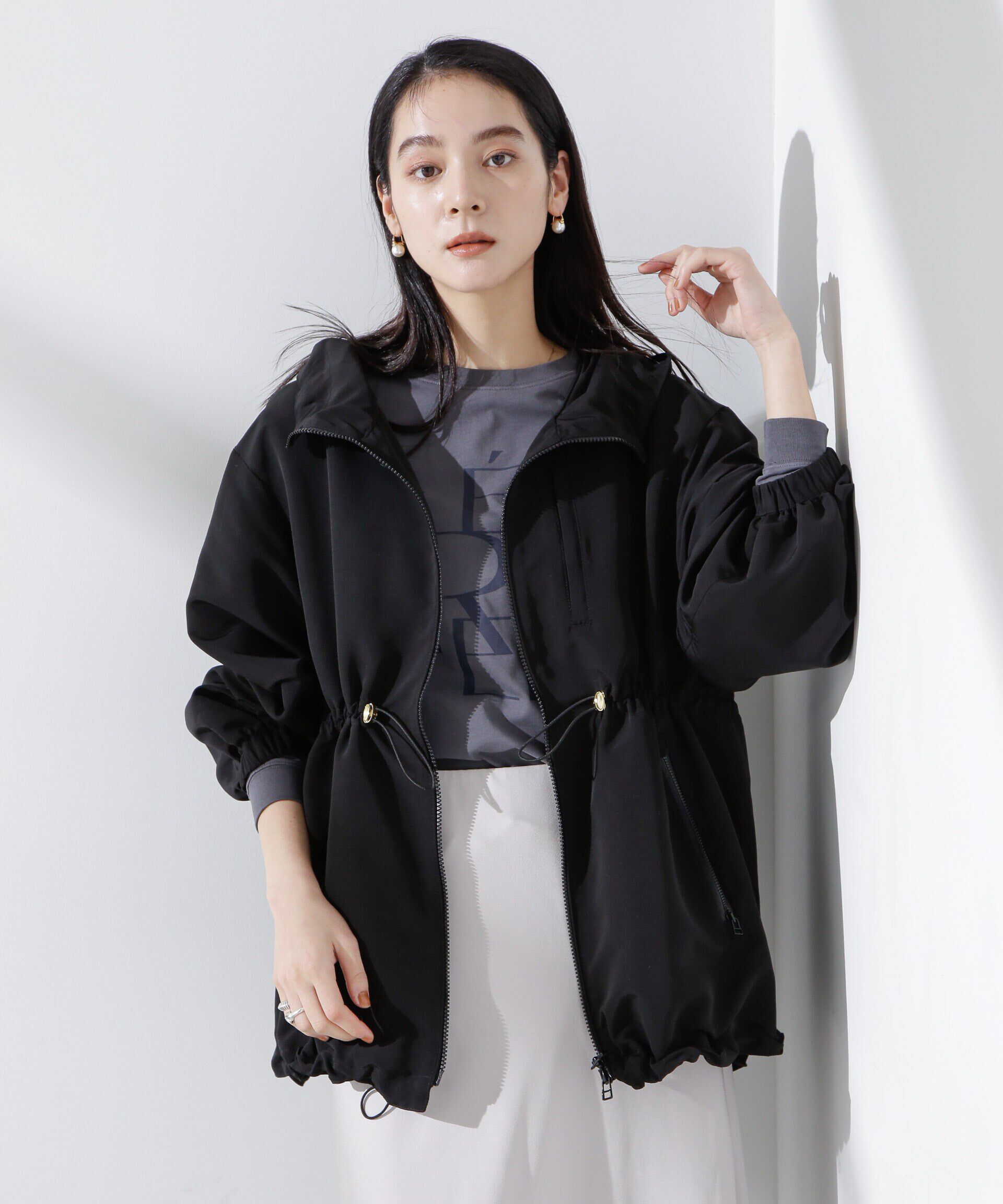 nano･universe「撥水グログランフードブルゾン」|ブルゾン・スタジャン|