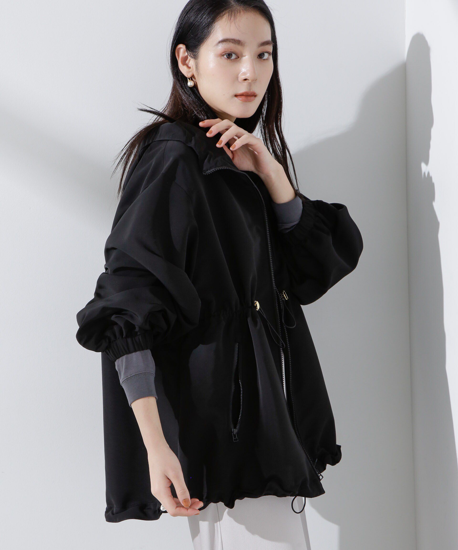 nano･universe「撥水グログランフードブルゾン」|ブルゾン・スタジャン|