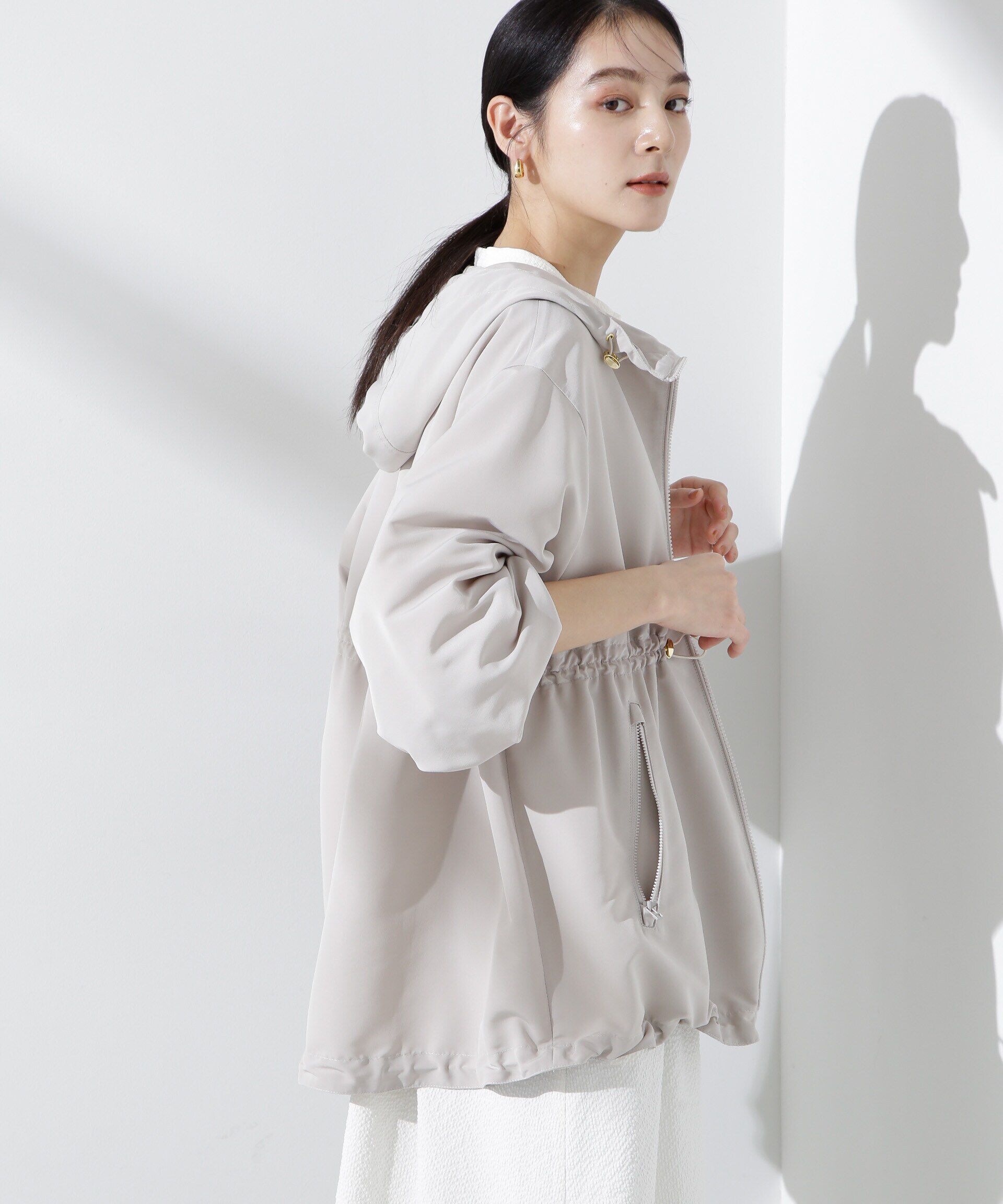 nano･universe「撥水グログランフードブルゾン」|ブルゾン・スタジャン|