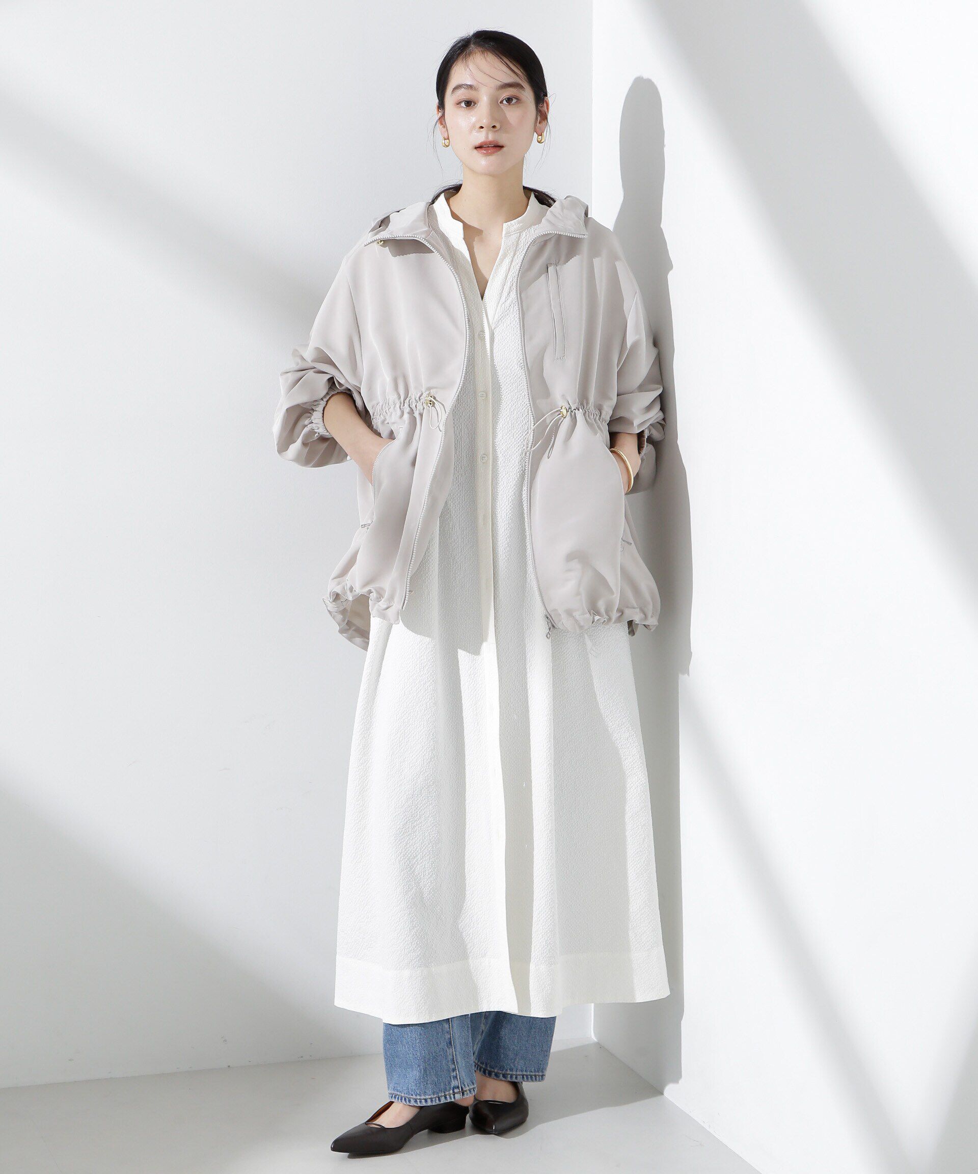 nano･universe「撥水グログランフードブルゾン」|ブルゾン・スタジャン|