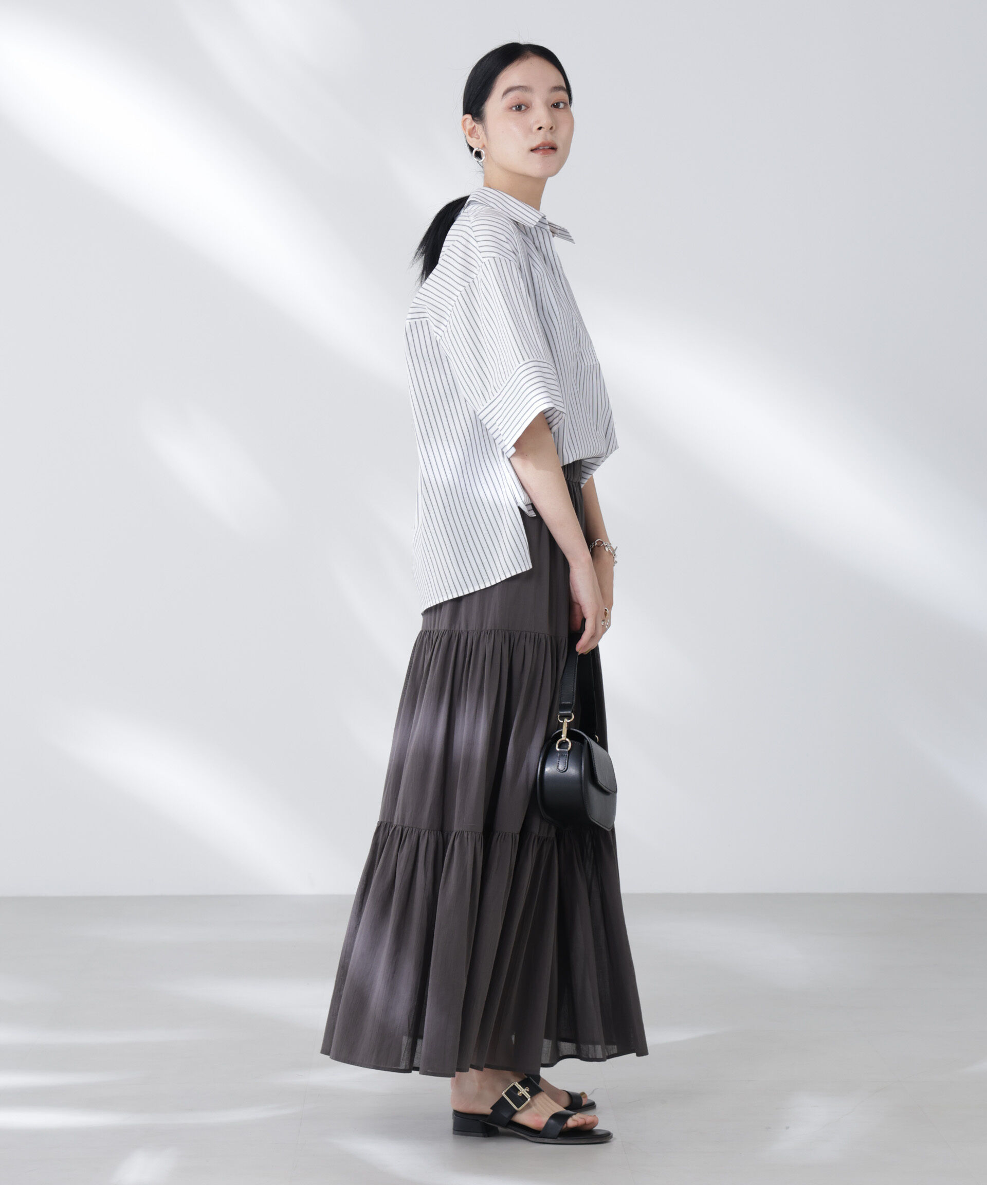 nano･universe「コットンシフォンティアードスカート」|スカート|