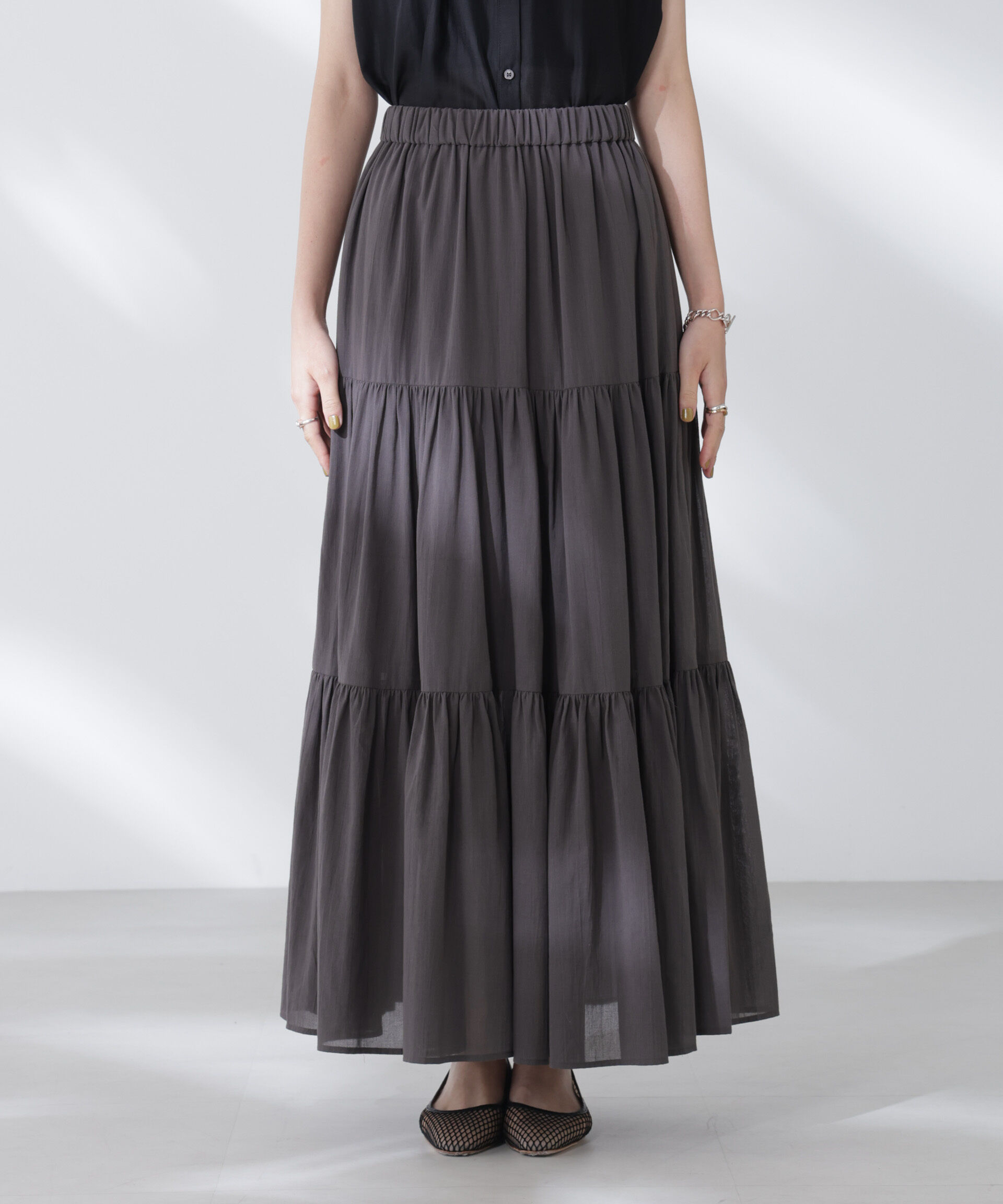 nano･universe「コットンシフォンティアードスカート」|スカート|