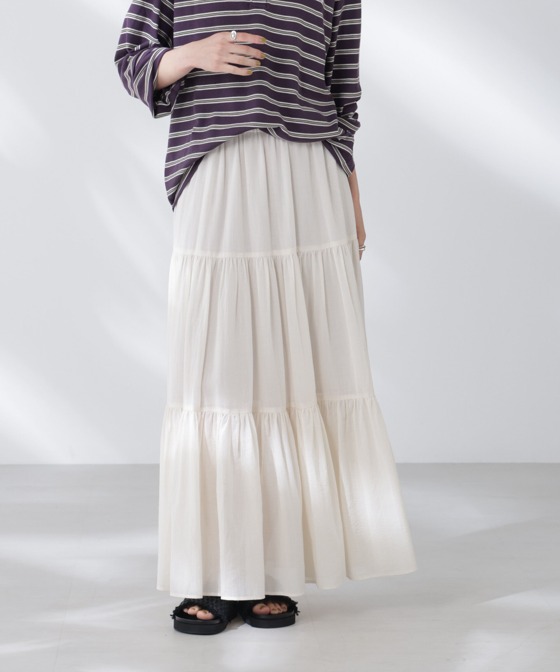 nano･universe「コットンシフォンティアードスカート」|スカート|