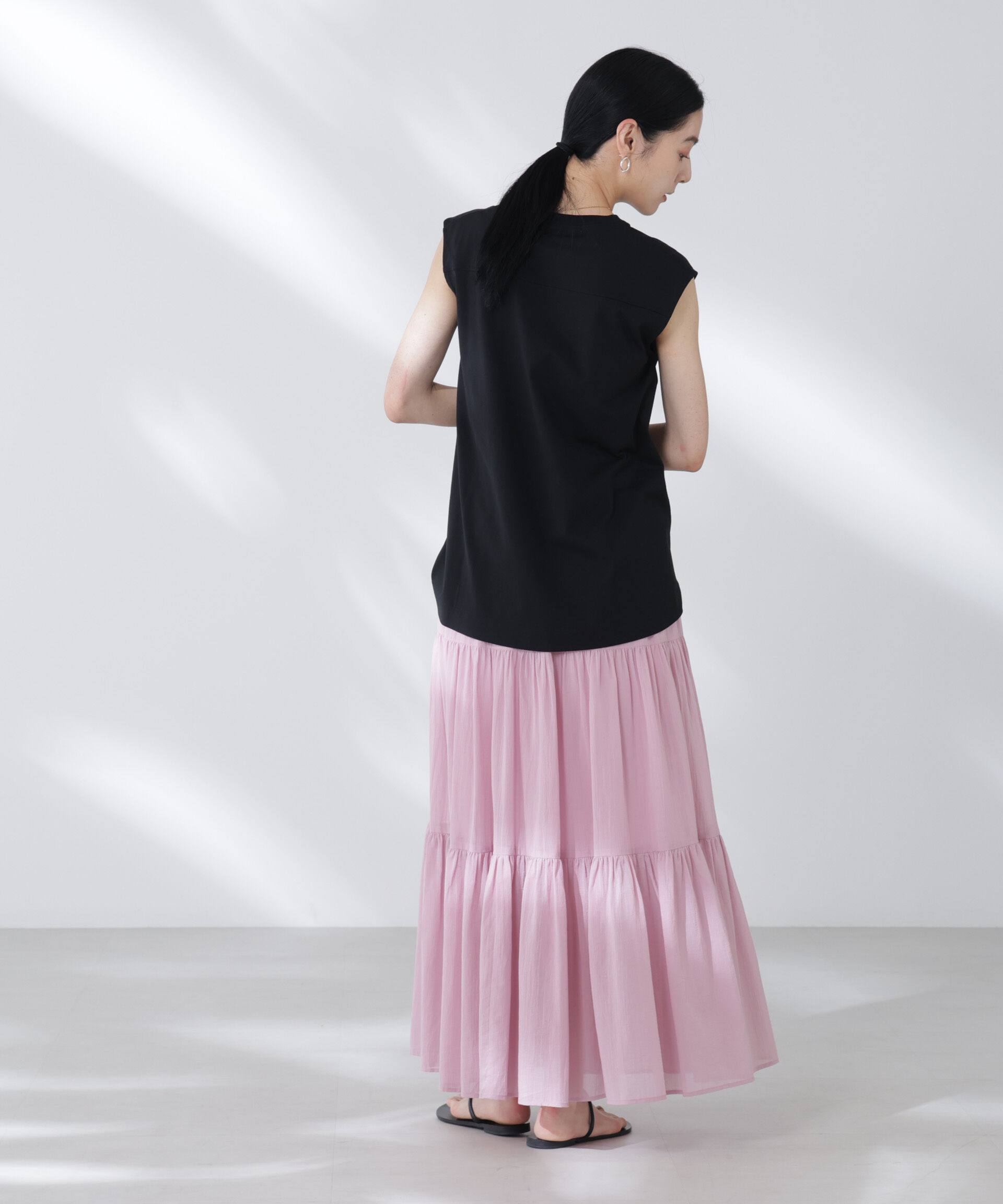 nano･universe「コットンシフォンティアードスカート」|スカート|