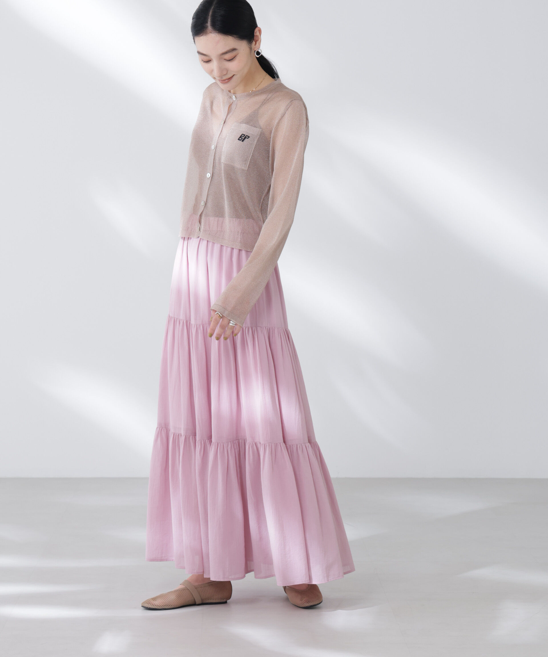 nano･universe「コットンシフォンティアードスカート」|スカート|