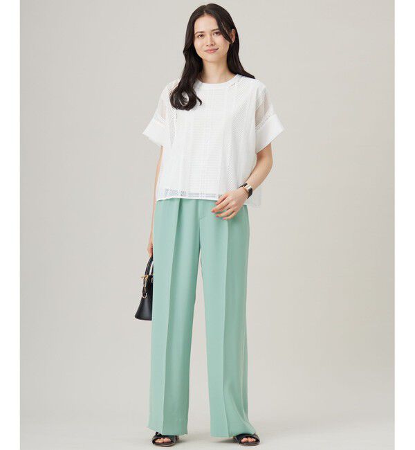 自由区「【洗える】レースエッジ Tシャツ&タンクトップセット トップス」|Tシャツ・カットソー|