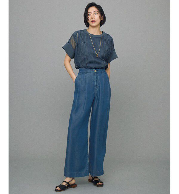 自由区「【洗える】レースエッジ Tシャツ&タンクトップセット トップス」|Tシャツ・カットソー|