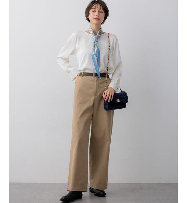 23区「カフスボタン サテンTEEブラウス」|シャツ・ブラウス|