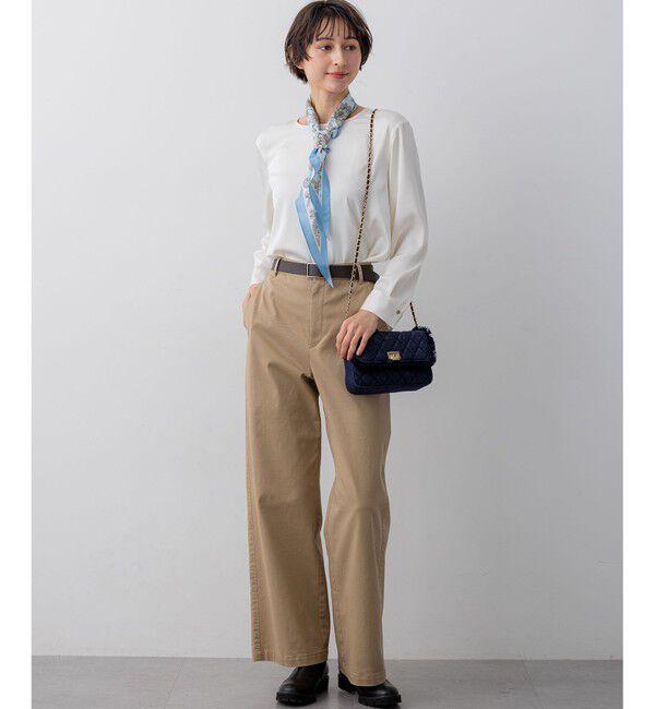 23区「カフスボタン サテンTEEブラウス」|シャツ・ブラウス|