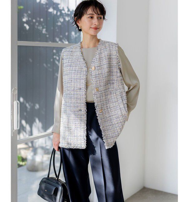 23区「カフスボタン サテンTEEブラウス」|シャツ・ブラウス|