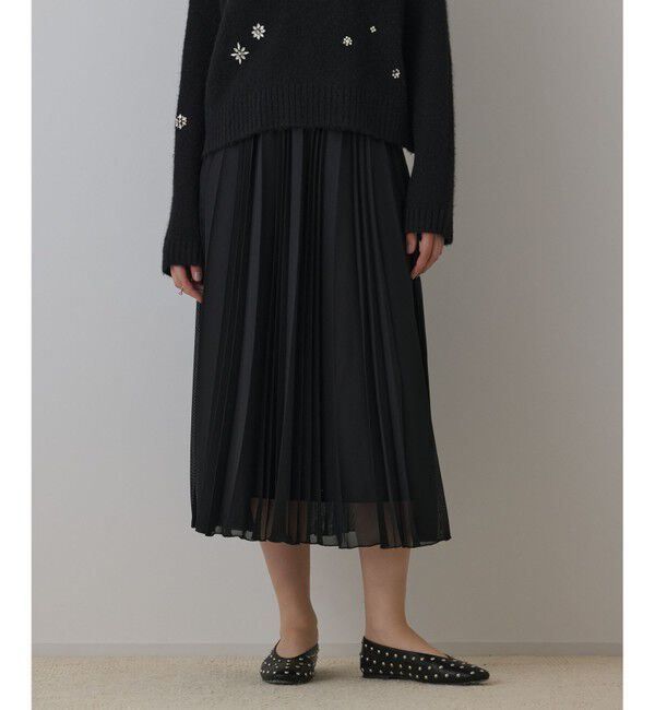 GRACE CONTINENTAL「メッシュプリーツスカート」|スカート|ブラック