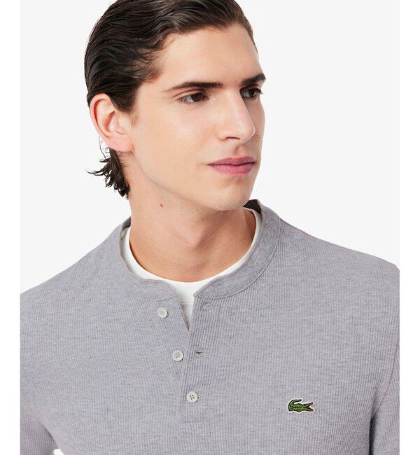 LACOSTE「ワッフルニット ヘンリーネック長袖Tシャツ」|Tシャツ・カットソー|