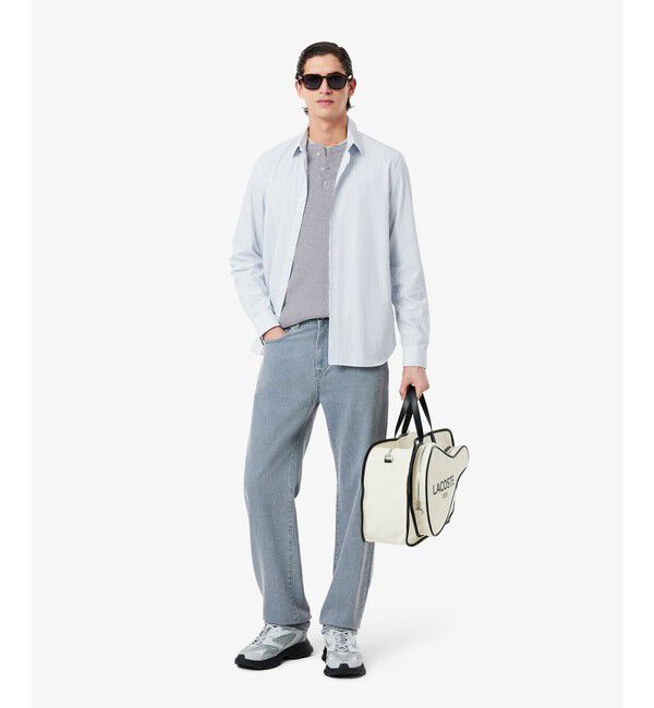 LACOSTE「ワッフルニット ヘンリーネック長袖Tシャツ」|Tシャツ・カットソー|