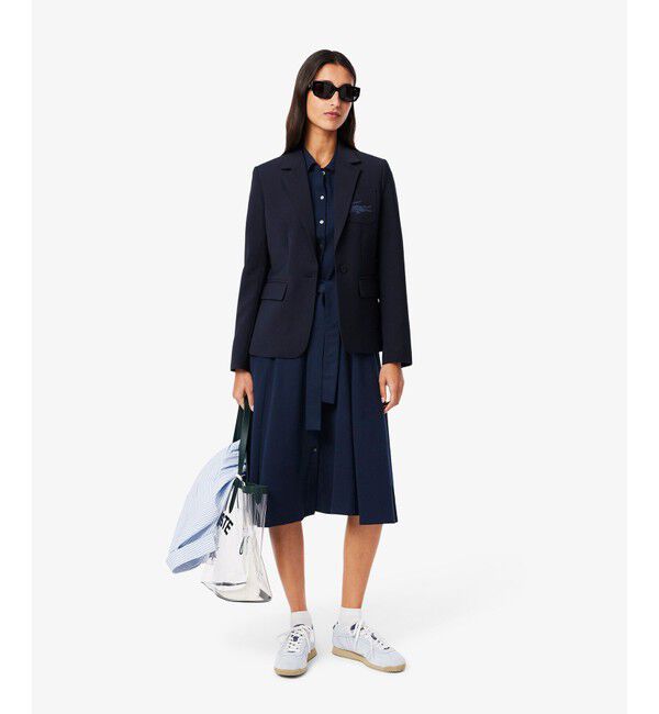 LACOSTE「鹿の子地シャツドレス ドレープフレアワンピース」|ワンピース|