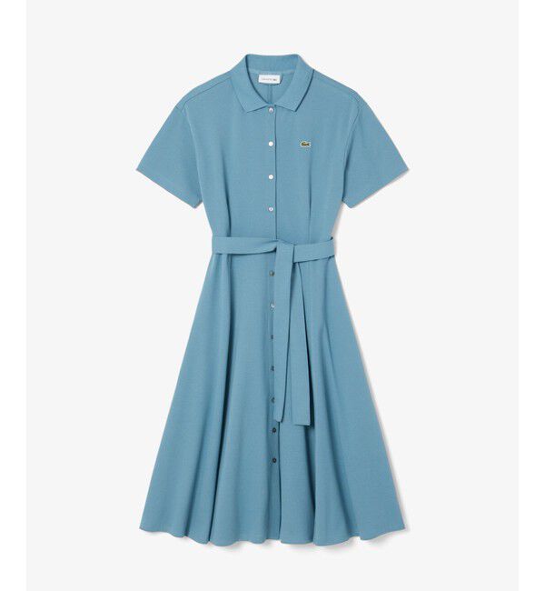 LACOSTE「鹿の子地シャツドレス ドレープフレアワンピース」|ワンピース|