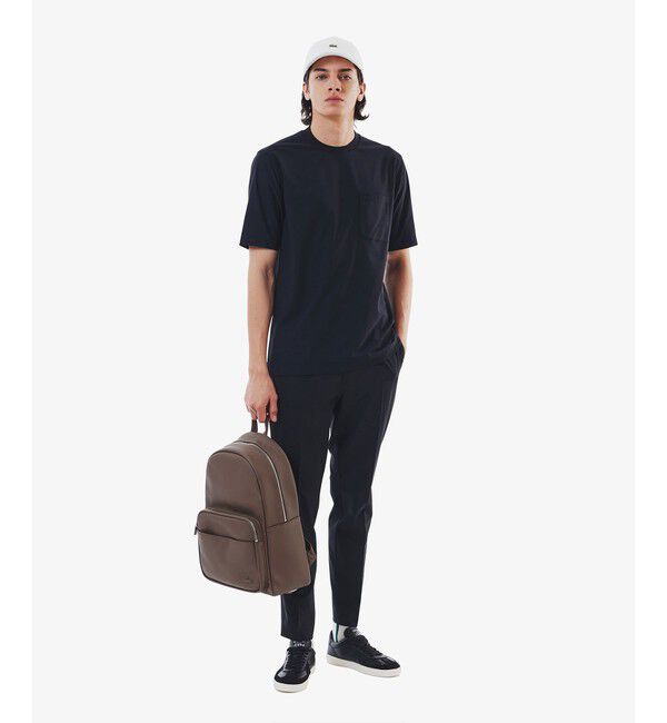 LACOSTE「ワンポイントロゴ オーバーサイズ ポケット半袖Tシャツ 透け防止 速乾 ストレッチ」|Tシャツ・カットソー|