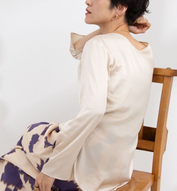 NOLLEY'S「リラックスサテン長袖Tブラウス」|シャツ・ブラウス|