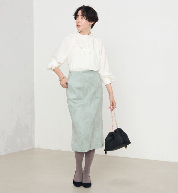 NOLLEY'S「ウォッシャブルダンボールスエードポケ付きタイトスカート」|タイト|