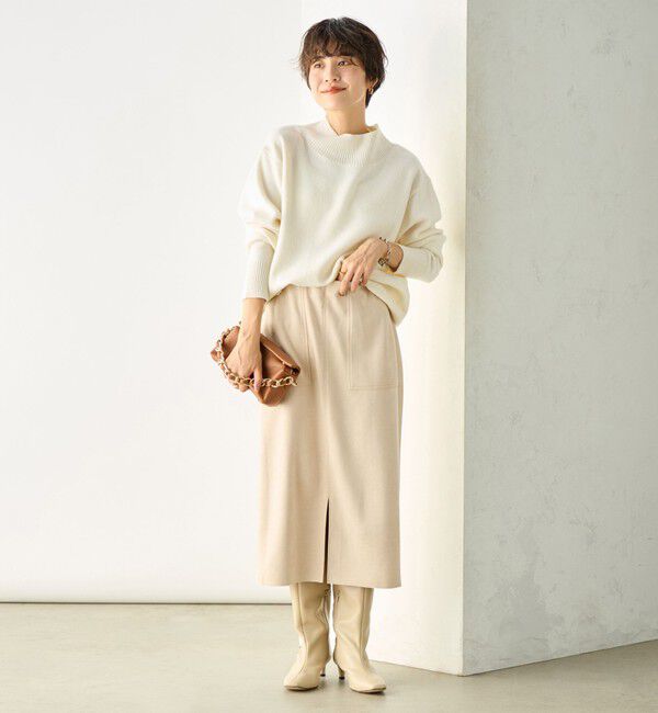 NOLLEY'S「ウォッシャブルダンボールスエードポケ付きタイトスカート」|タイト|