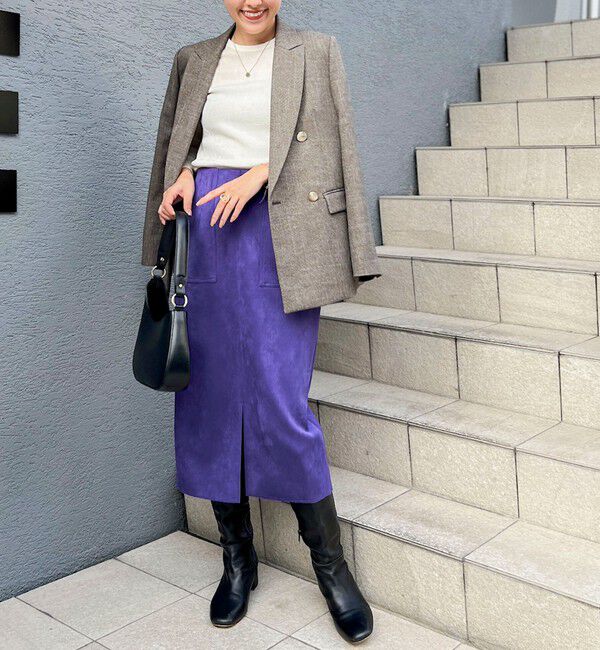 NOLLEY'S「ウォッシャブルダンボールスエードポケ付きタイトスカート」|タイト|