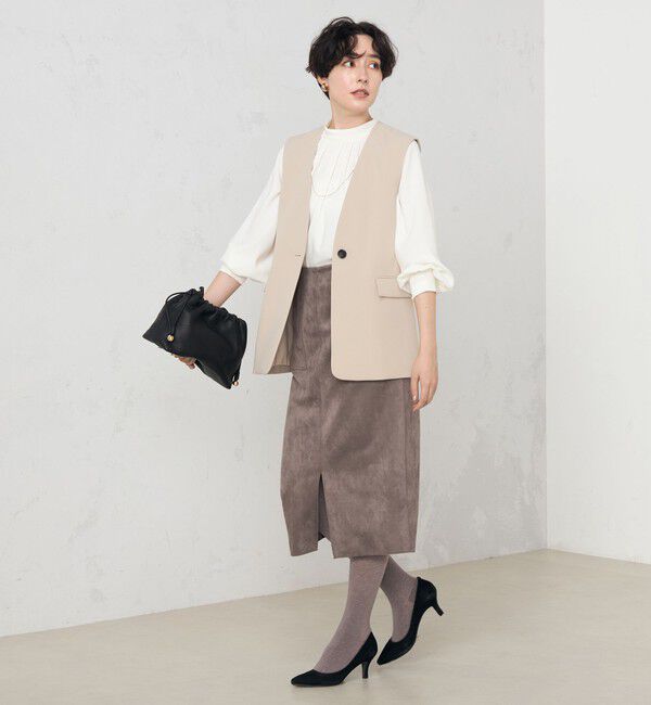 NOLLEY'S「ウォッシャブルダンボールスエードポケ付きタイトスカート」|タイト|