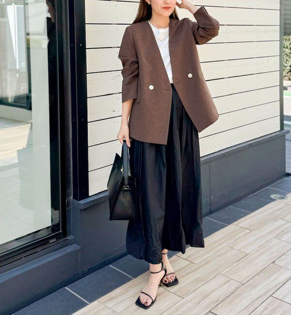 NOLLEY'S「《セットアップ対応》ウォッシャブルドライトロピカルノーカラーダブルジャケット」|ノーカラージャケット|