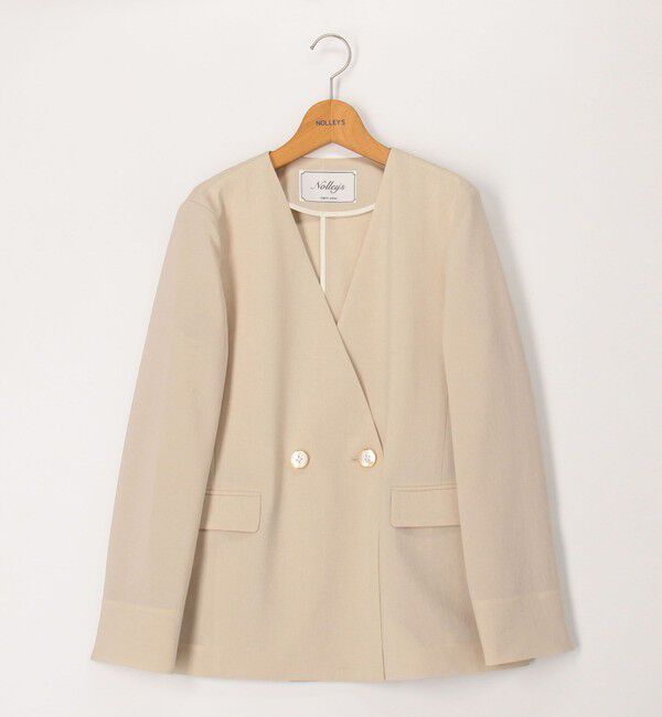 NOLLEY'S「《セットアップ対応》ウォッシャブルドライトロピカルノーカラーダブルジャケット」|ノーカラージャケット|
