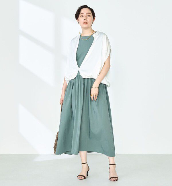NOLLEY'S「撥水ストレッチタフタギャザーワンピース」|ワンピース|