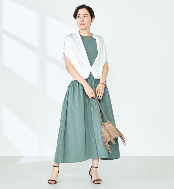 NOLLEY'S「撥水ストレッチタフタギャザーワンピース」|ワンピース|