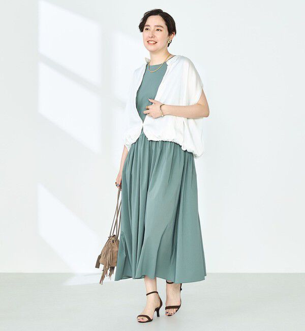 NOLLEY'S「撥水ストレッチタフタギャザーワンピース」|ワンピース|