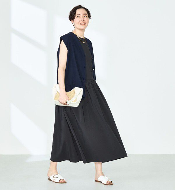 NOLLEY'S「撥水ストレッチタフタギャザーワンピース」|ワンピース|