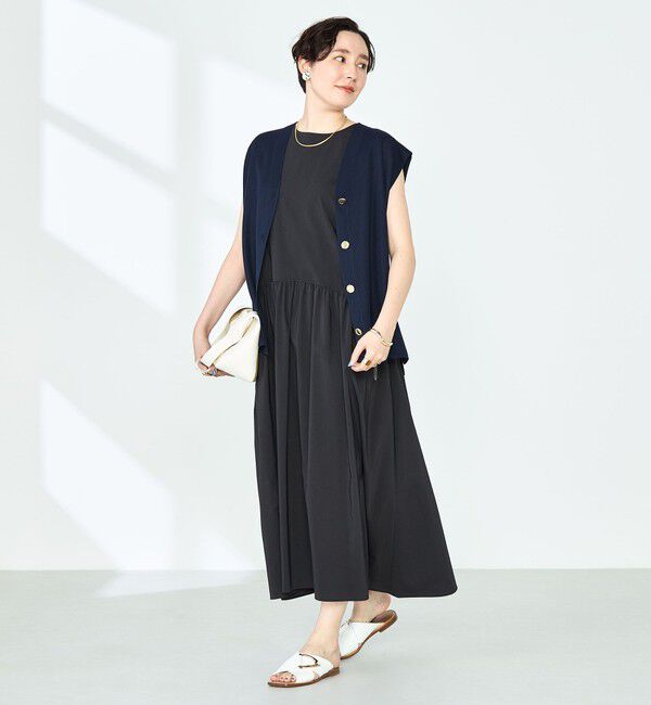 NOLLEY'S「撥水ストレッチタフタギャザーワンピース」|ワンピース|