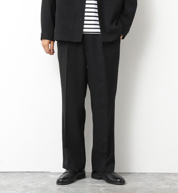 NOLLEY'S goodman「《セットアップ対応》LANATEC ウーステッドサージ ストレッチイージーパンツ」|チノ|ブラック