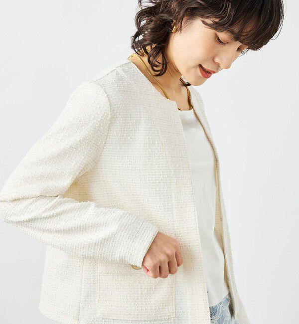 NOLLEY'S「ウォッシャブルツィーディージャージジャケット」|ノーカラージャケット|