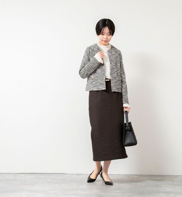 NOLLEY'S「ウォッシャブルツィーディージャージジャケット」|ノーカラージャケット|