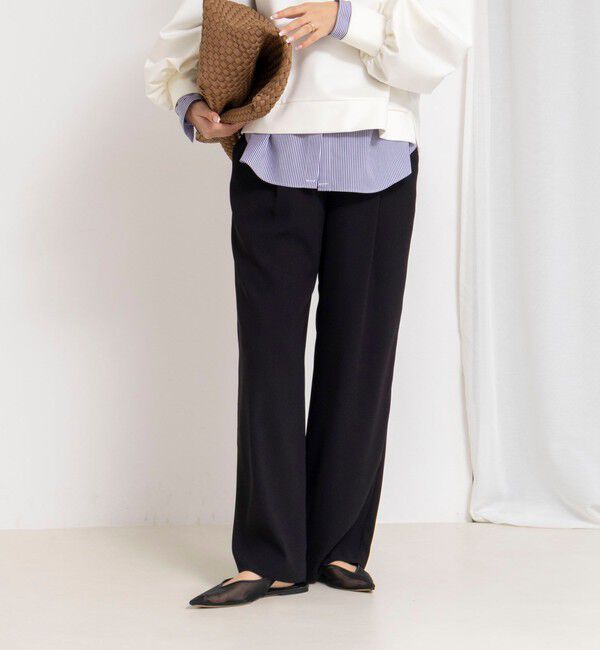 NOLLEY'S「《セットアップ対応》ウォッシャブルストレッチジョーゼットイージーワイドパンツ」|その他|ブラック