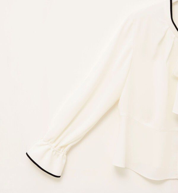 NOLLEY'S「《セットアップ対応》ウォッシャブルストレッチジョーゼットボウタイ風ペプラムブラウス」|シャツ・ブラウス|
