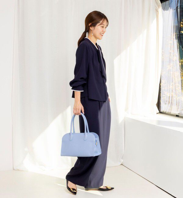 NOLLEY'S「《セットアップ対応》ウォッシャブルストレッチジョーゼットボウタイ風ペプラムブラウス」|シャツ・ブラウス|