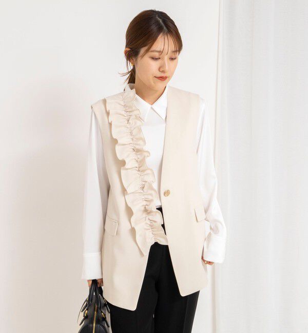 NOLLEY'S「《セットアップ対応》ウォッシャブルジョーゼットフリル付きマルチWAYジレ」|ベスト・ジレ|