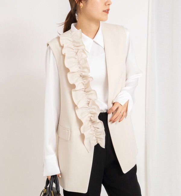 NOLLEY'S「《セットアップ対応》ウォッシャブルジョーゼットフリル付きマルチWAYジレ」|ベスト・ジレ|