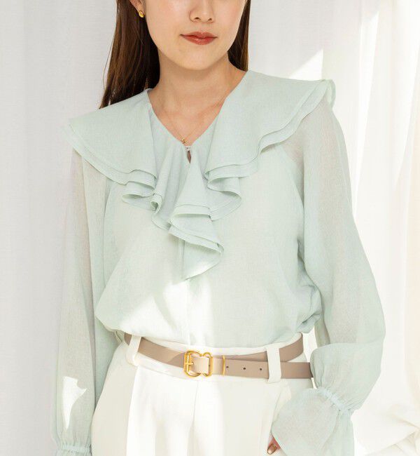 NOLLEY'S「ウォッシャブルラッフルカラーブラウス」|シャツ・ブラウス|