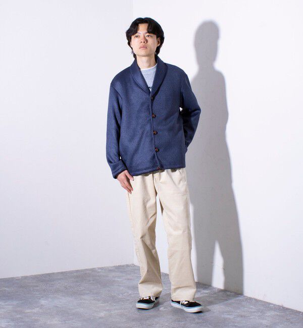 GLOSTER「【GLOSTER/グロスター】カチオンフリースボンディング くるみボタン ショールカーディガン」|カーディガン|