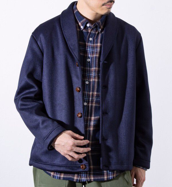 GLOSTER「【GLOSTER/グロスター】カチオンフリースボンディング くるみボタン ショールカーディガン」|カーディガン|